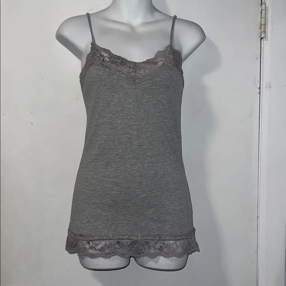 SHORTY Y2K Grey Lace Trimmed Camisole Tank Top- M NWT
